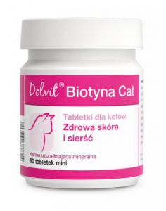 Dolvit BIOTYNA CAT tabletki dla kotów zapewniające zdrowy i piękny wygląd okrywie włosowej 90 tabl.