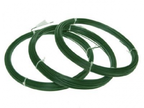 Green wire for connecting and braiding meshes, covered with PVC