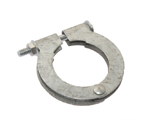 Clamp connector for fi 45 mm smooth flared pipes to the longitudinal line of the feed line