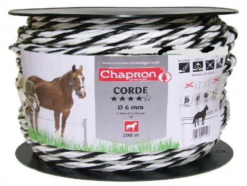 Rope for shepherds Corde cattle / horses 500m fi6mm white/black