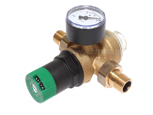 Pressure reducer with indicator from 1.5 to 4 Bar, 1/2 inch thread, brass