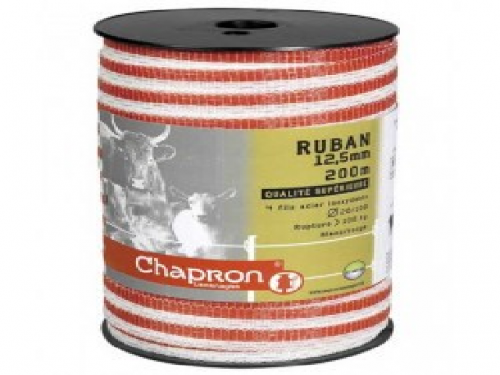 White and red tape for Ruban 12.5mm / 200m electric shepherd
