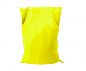 Plastic bag 100mic yellow with the imprint: Ekogroszek 25kg pack 100/1000 pcs