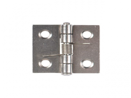Stainless steel hinge with spring, 30x31x1mm, for small cages