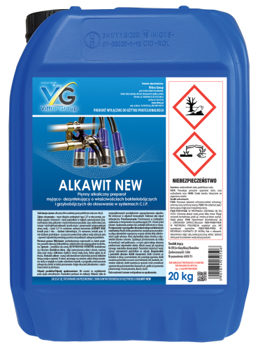 Alkawit New 20kg - płynny alkaliczny środek do czyszczenia i dezynfekcji urządzeń