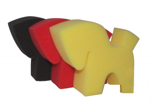 Pony-shaped sponge black, red, yellow (set) code 34074