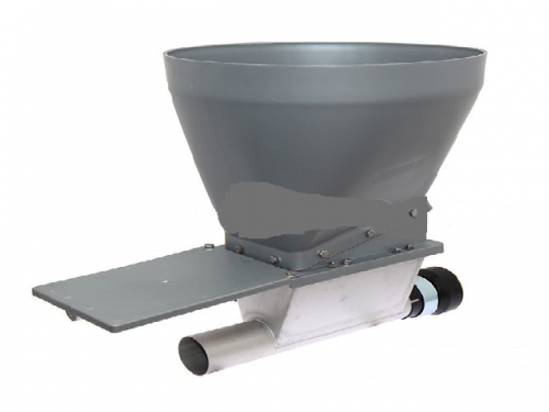 Complete silo chute for feeding line, stainless steel yoke + 2 outputs, diameter 90 mm