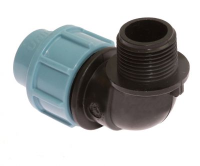 Elbow connector for PE hose fi 20 mm for drinking systems, outlet GZ 3/4 inch