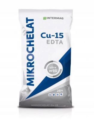 MIKROCHELAT Cu-15 - zawiera 150g Cu/kg (15%) miedź jest w pełni schelatowana przez EDTA - 25kg