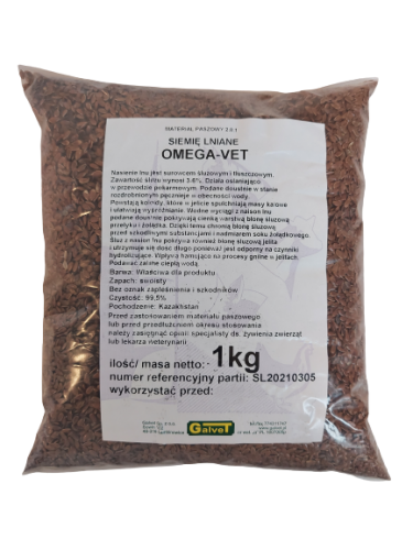 GALVET OMEGA-VET SIEMIĘ LNIANE 1kg Materiał Paszowy